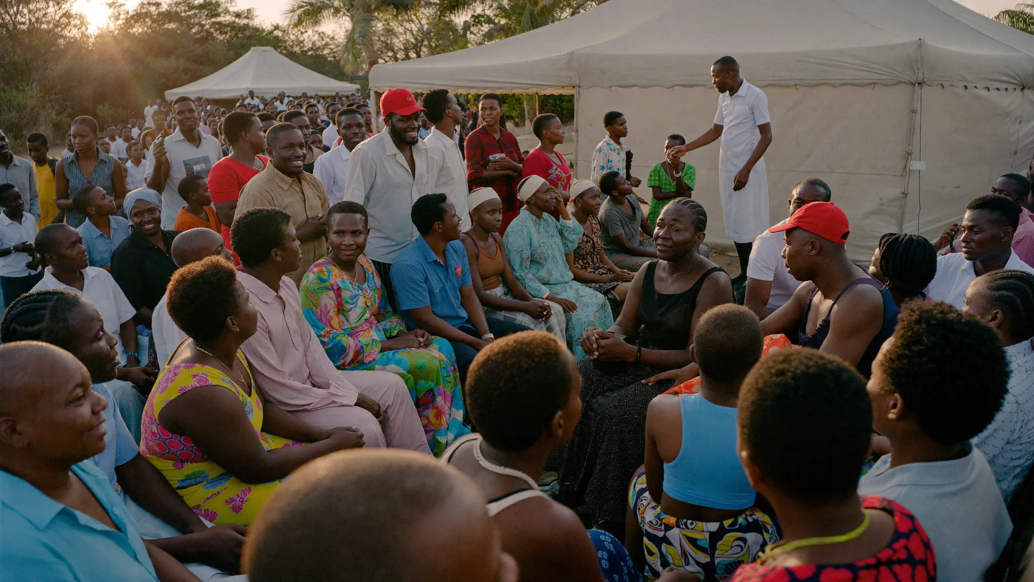 Grand rassemblement culturel africain en tenues traditionnelles colorées